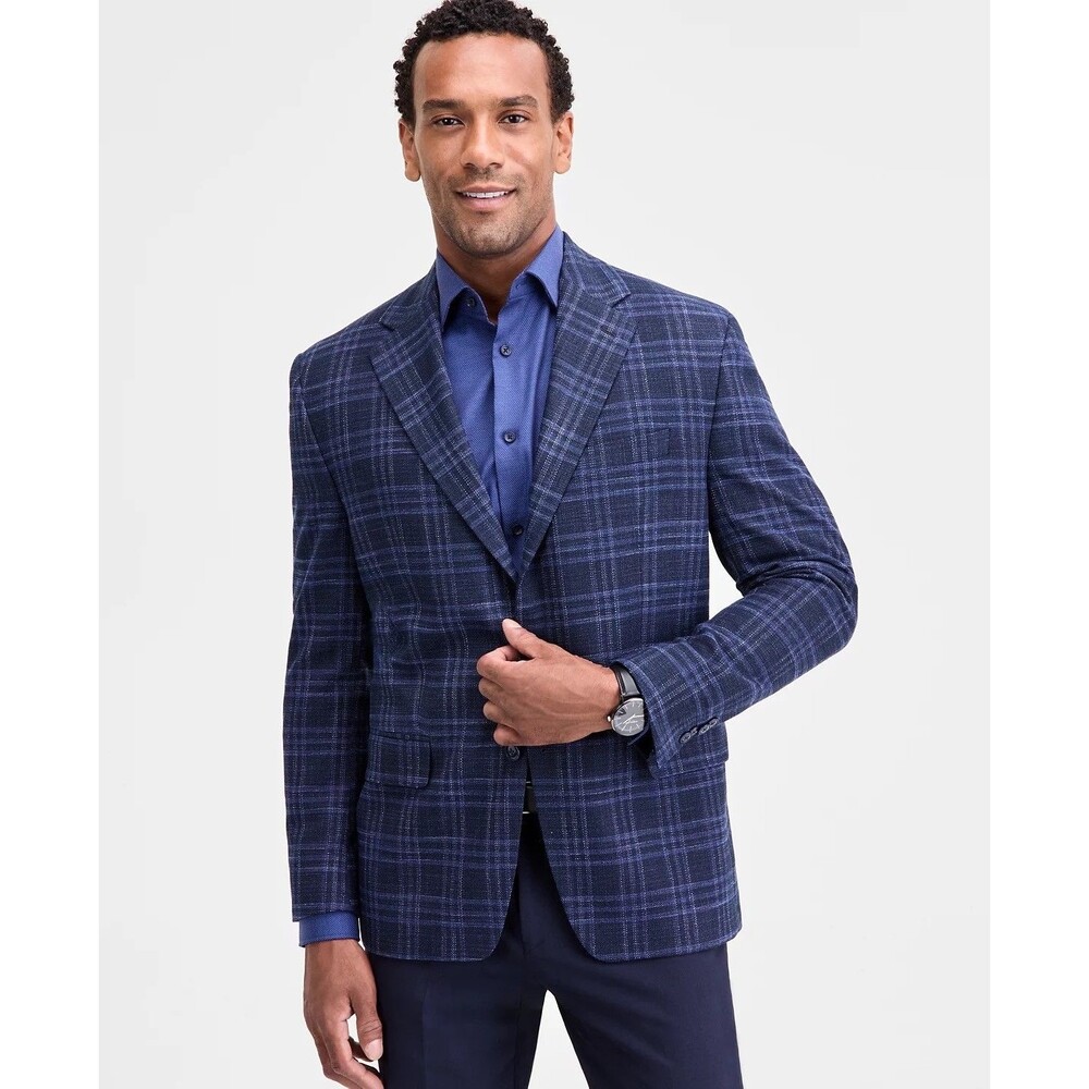 $295 NEW MICHAEL KORS MENS 44S MIDNIGHT NAVY PLAID BLAZER SPORT COAT SUIT JACKET